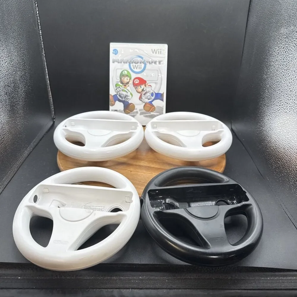 Mariokart Wii (Nintendo Wii, 2008) 100% COMPLETE + 4 Steering Wheels TESTED